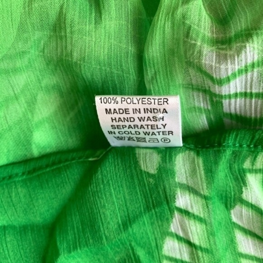 HIGHNESS Womens Swim Cover Up One Size Green White Sheer Tunic Beach Dress EXC - Picture 7 of 7